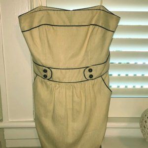 Milly Strapless White with Black Piping Dress